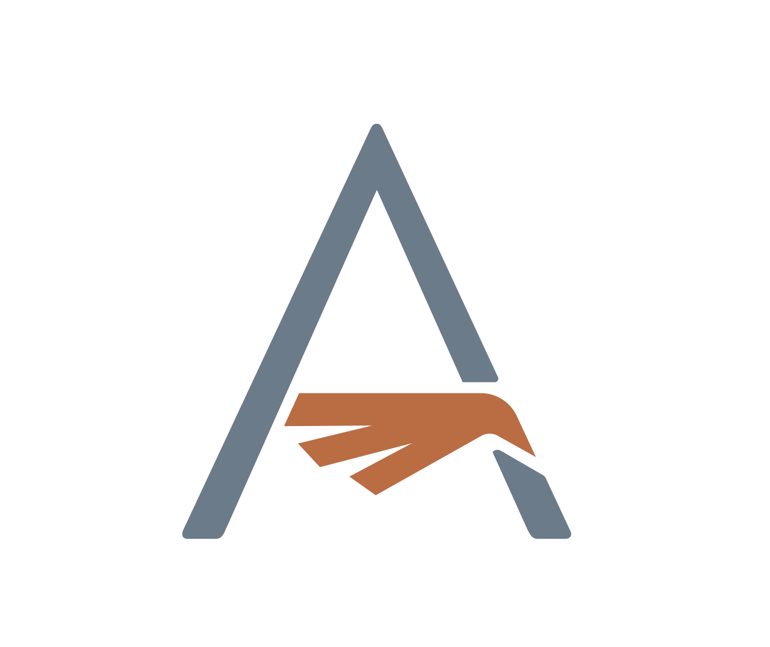 A steel colored letter "A" with a copper Eagle wing representing the Accipiter ERP Strategic Advisory stacked logo