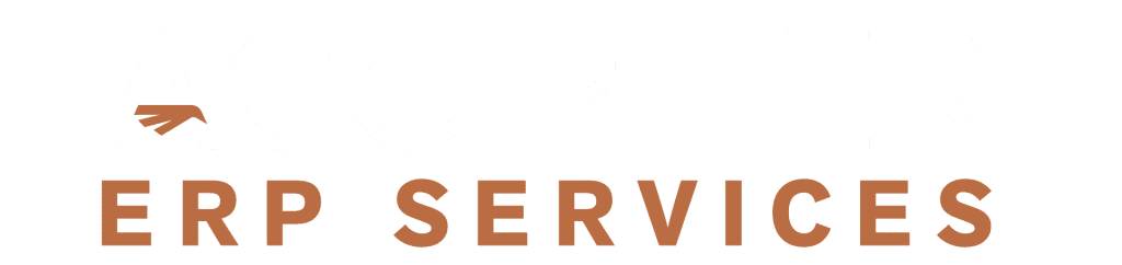 White and copper colored logo for Accipiter ERP Advisory