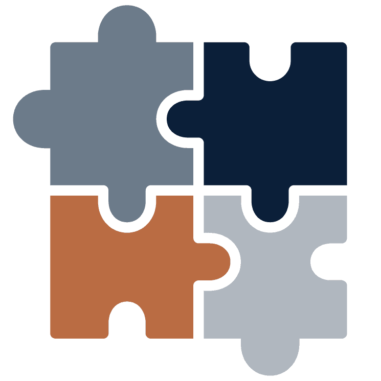 Puzzle pieces connecting that act as a visual representation of ERP Sprint service offering for faster ERP Decision-Making Support.