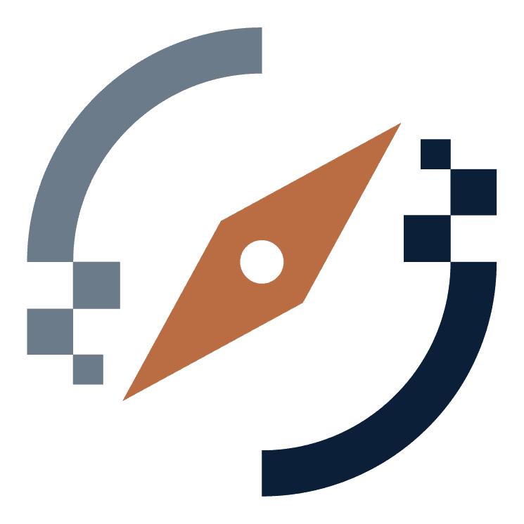 A compass branded in the Accipiter colors representing ERP Strategic Scan service graphic